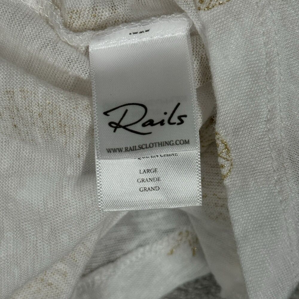 Rails Shirt Womens Large Billie Top White Gold Pineapples Cropped Neutral Casual - Picture 7 of 11